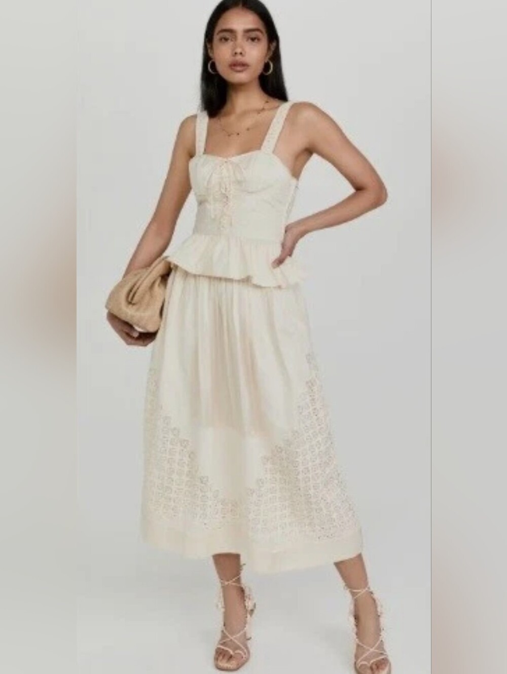 ULLA JOHNSON Silk Satin Set / Altered to a Sz 4 / Cream (Pre-loved)